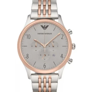 Emporio Armani AR1864 Silver Rose Gold Wristwatch for Men