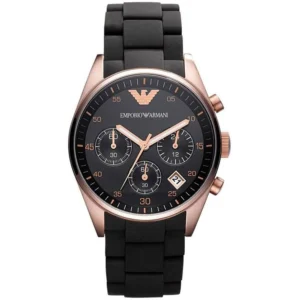 Emporio Armani AR5906 Tazio Black Rose Gold Wristwatch for Women