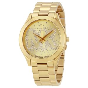 Michael Kors MK3590 Women's Slim Runway Logo Gold-Tone Watch