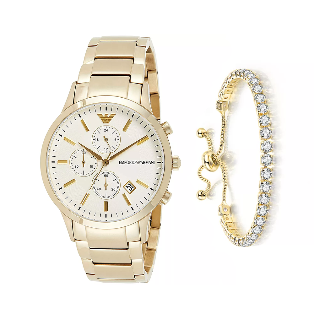 EMPORIO ARMANI AR-11332 Renato 【正規輸入品】 NEW GENUINE EMPORIO ARMANI MENS WATCH RENATO AR11332 YELLOW GOLD