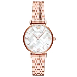 Emporio Armani AR11110 Pearly Rose Gold Wristwatch for Women