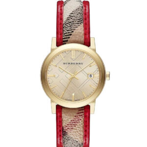 BURBERRY BU9139 Haymarket Red Gold Wristwatch for Women