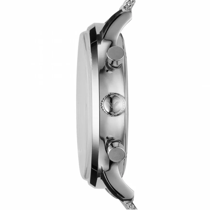 Emporio Armani AR0390 Polished Silver Chronograph Wristwatch for Men