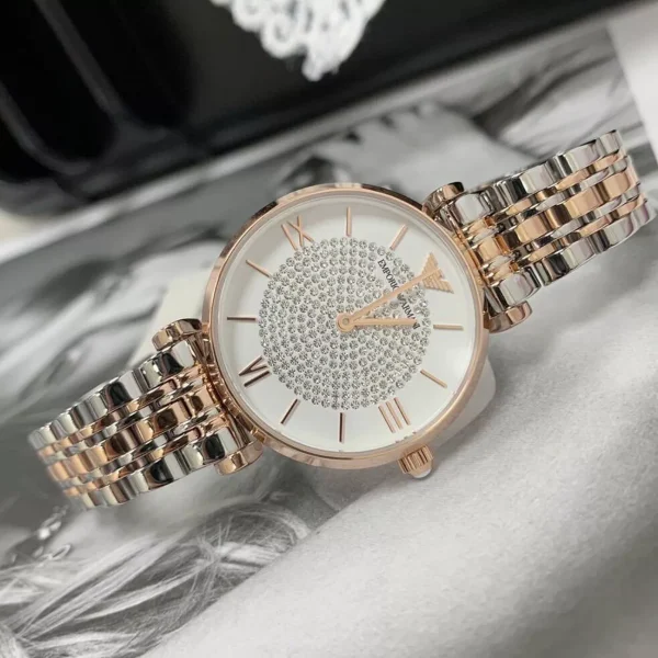 Emporio Armani AR1926 Silver Rose Gold Wristwatch for Women
