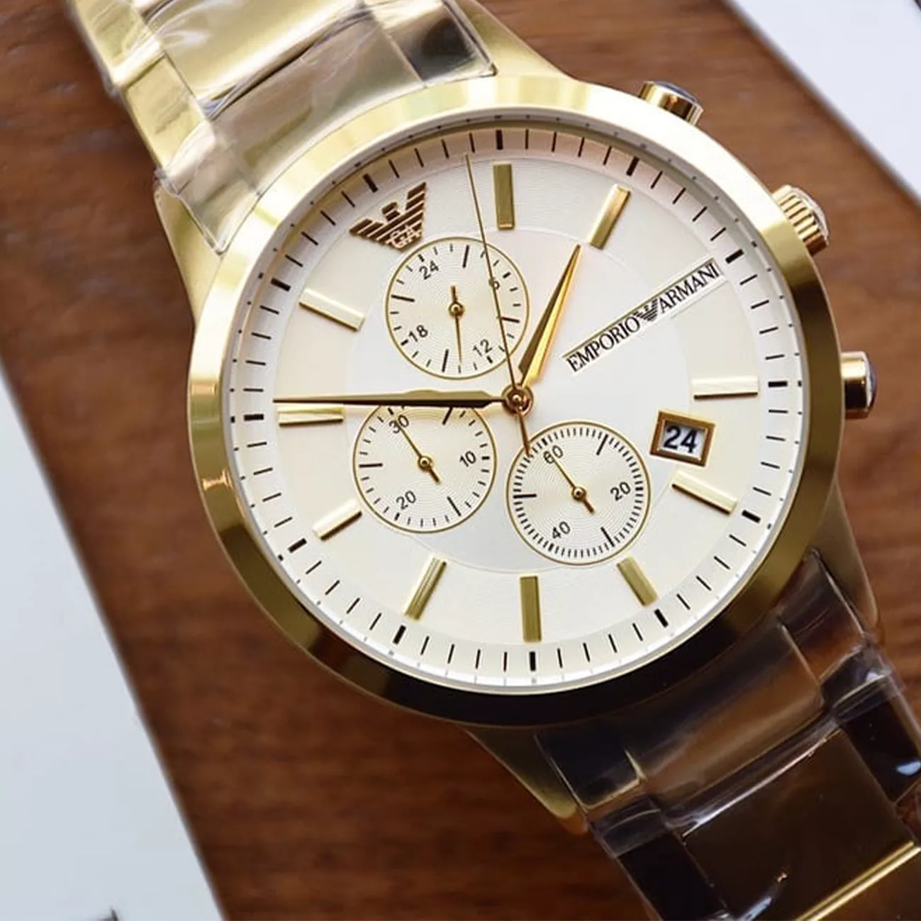 NEW GENUINE EMPORIO ARMANI MENS WATCH RENATO AR11332 YELLOW GOLD