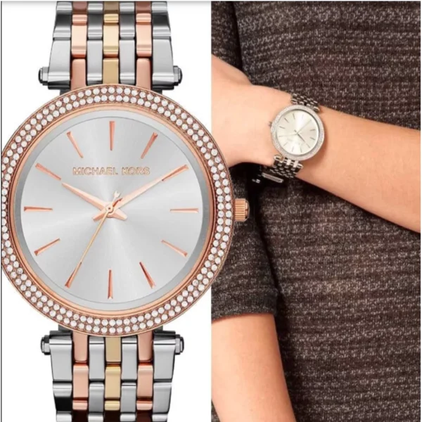 Michael Kors MK3203 Silver Rose Gold Accents Wristwatch for Women