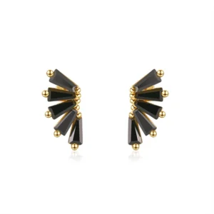 925 Sterling Silver Stud Earrings with black stones for her