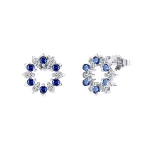 Womens Sterling Silver Stud Earrings with blue stones