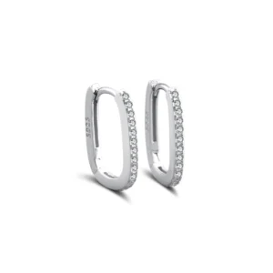 925 Sterling Silver Hoop Earrings 14 mm with multiple stones