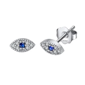 925 Sterling Silver stud Earrings with blue stone for her