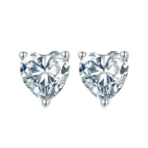 925 Sterling Silver Stud Earrings heart shaped for her