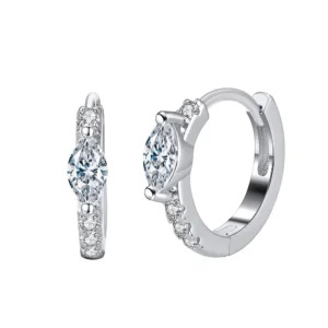 925 Sterling Silver Hoop Earrings with white stones 9mm