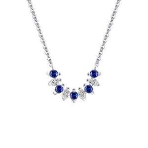 925 Sterling Silver Necklace for her with blue stones