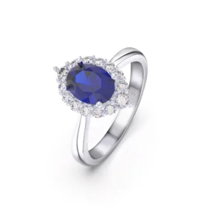 925 Sterling Silver womens ring with Sapphire Size 8