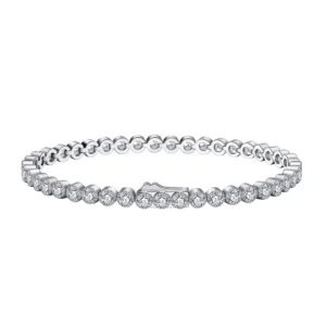 Shiny 925 Sterling Silver Bazel Setting Tennis chain Bracelet 7.5"