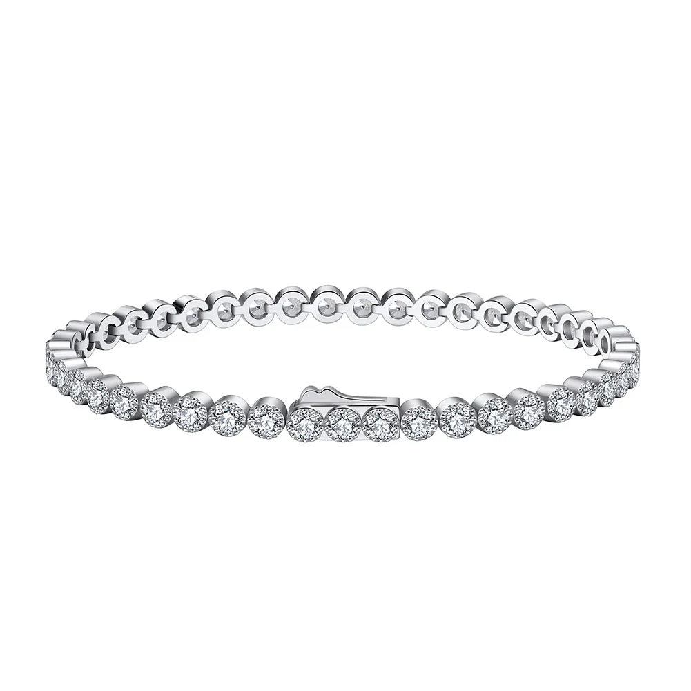 Shiny 925 Sterling Silver Bazel Setting Tennis chain Bracelet 6.5"