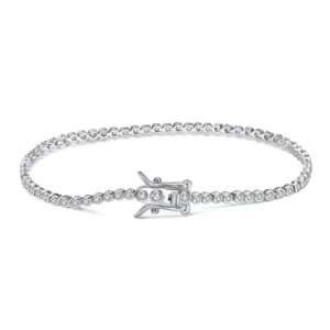 Womens 925 Sterling Silver Princess Cut Tennis chain Bracelet 7"
