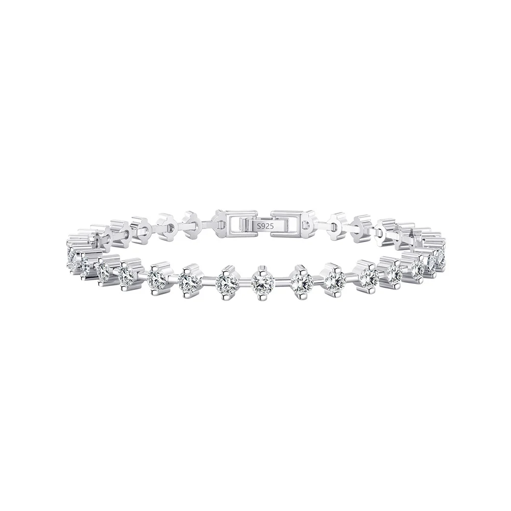 925 Sterling Silver Prong Setting Tennis Bracelet for her 7"
