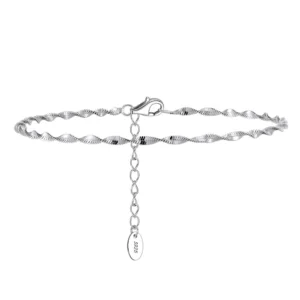2mm Width double Layer Water Wave Chain 925 Sterling Silver Bracelet