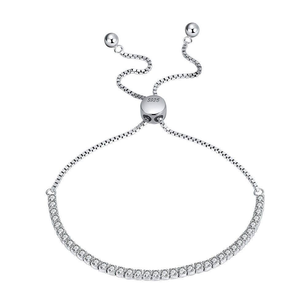 Womens 925 Sterling Silver Adjustable Tennis chain Bracelet 2mm