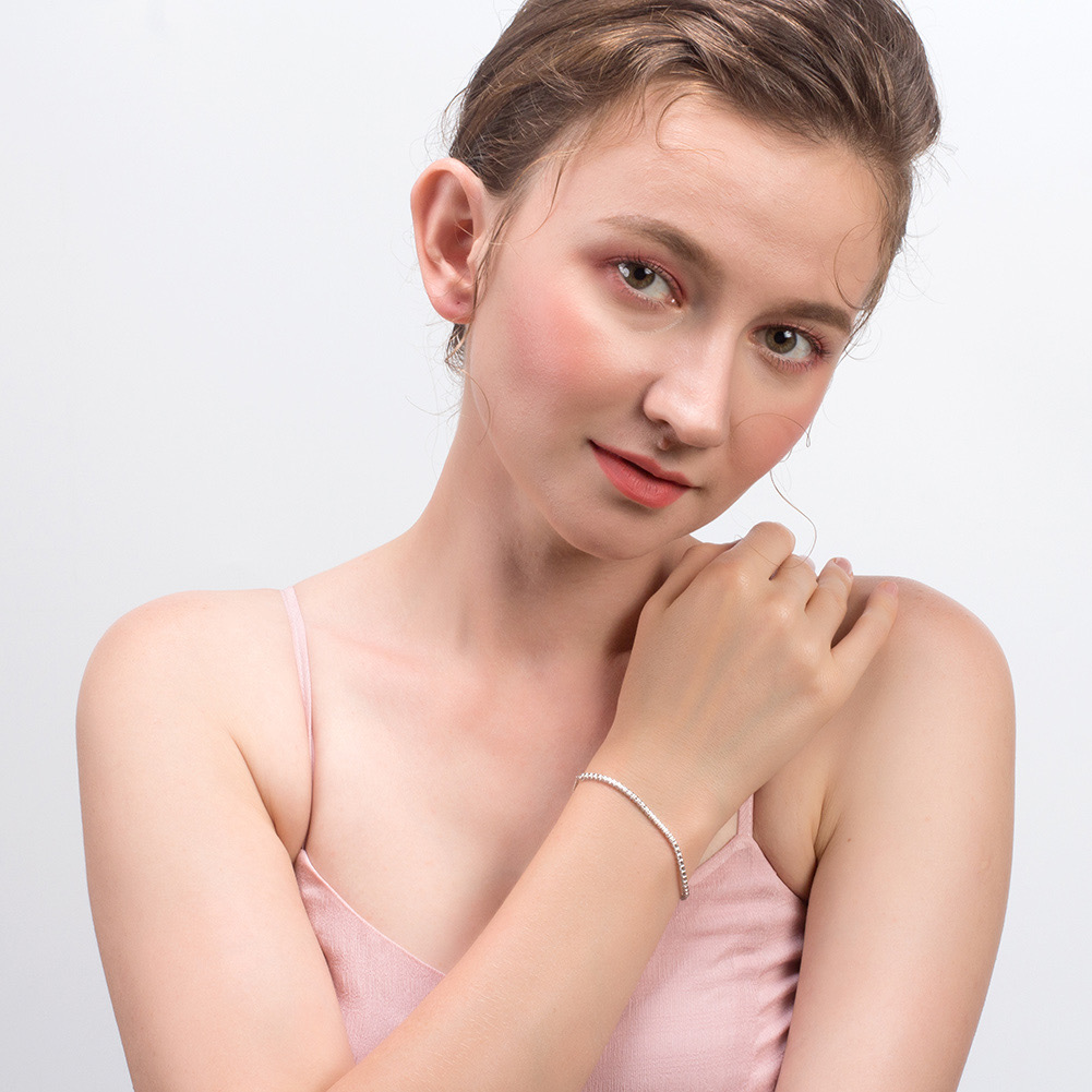 Womens 925 Sterling Silver Adjustable Tennis chain Bracelet 2mm - Image 5