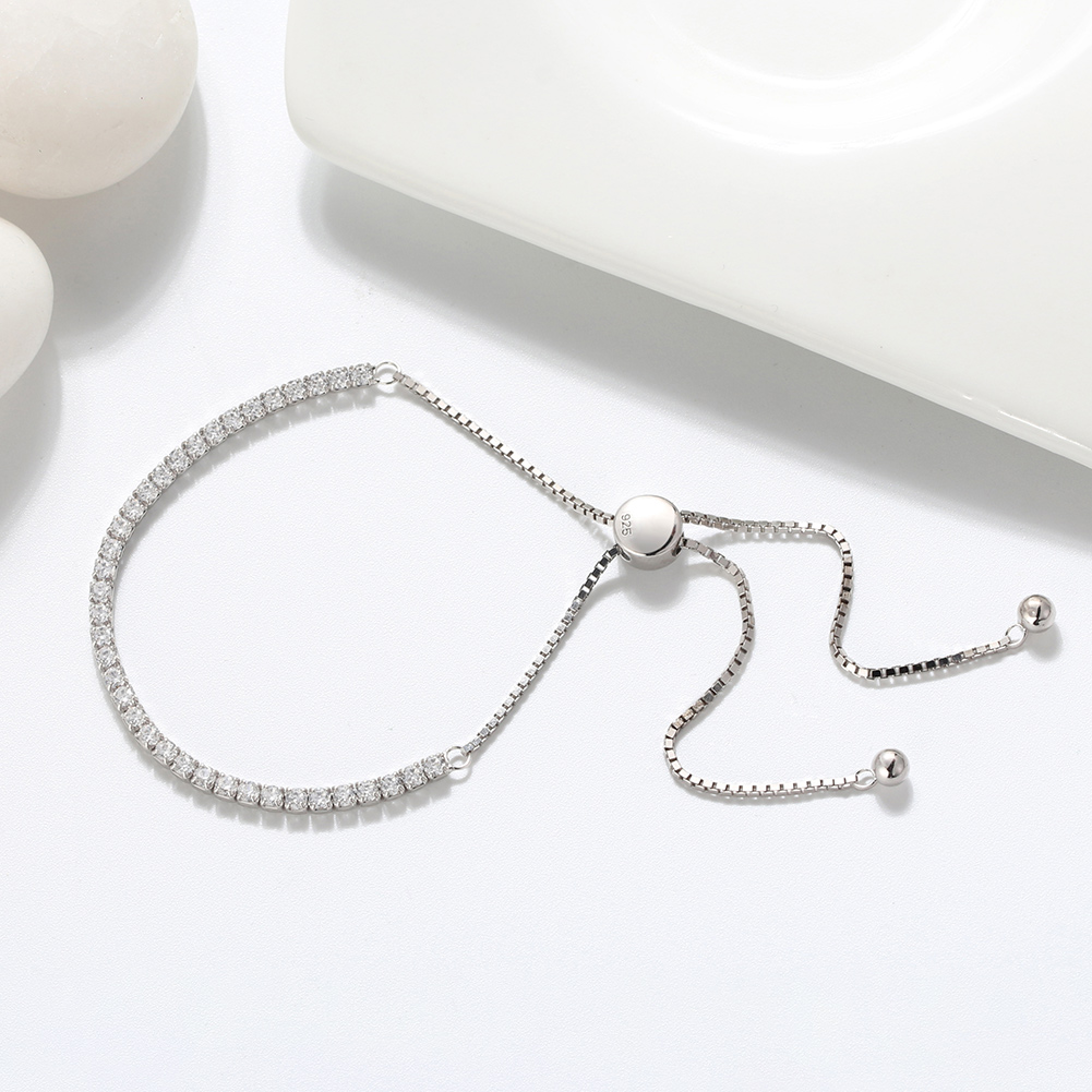 Womens 925 Sterling Silver Adjustable Tennis chain Bracelet 2mm - Image 2