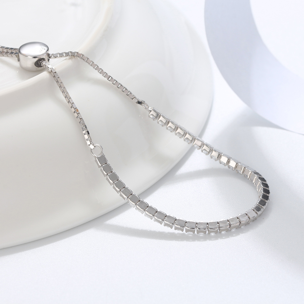 Womens 925 Sterling Silver Adjustable Tennis chain Bracelet 2mm - Image 3