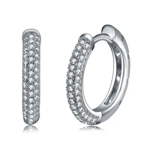 925 Sterling Silver Hoop Earrings with cubic zirconia
