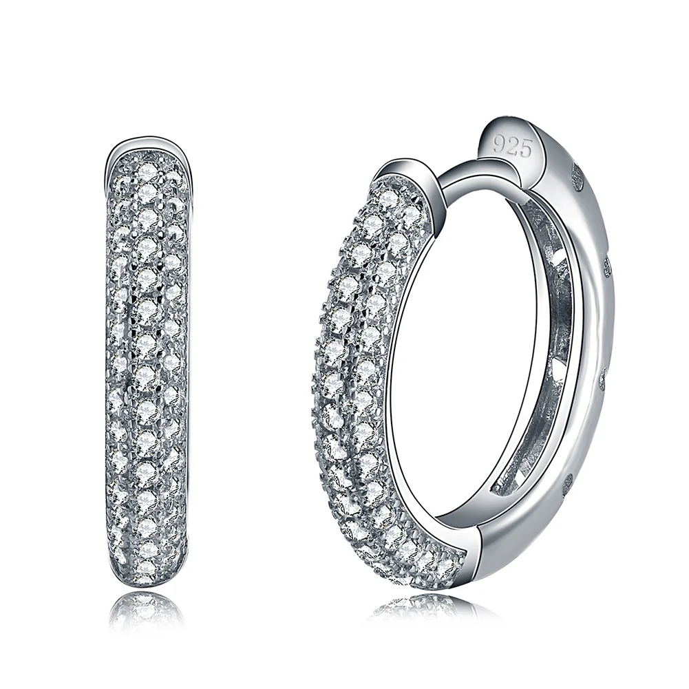925 Sterling Silver Hoop Earrings with cubic zirconia