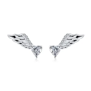 925 Sterling Silver Stud Earrings 14 mm wing shaped Earrings