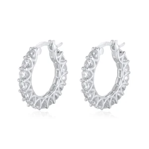 Shining 925 Sterling Silver Hoop Earrings with multiple stones