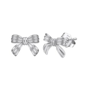 925 Sterling Silver bow tie shaped Stud Earrings