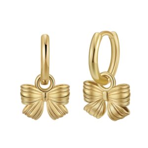 925 Sterling Silver bow tie shaped Hoop Earrings Gold Plating