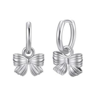 925 Sterling Silver bow tie shaped Hoop Earrings