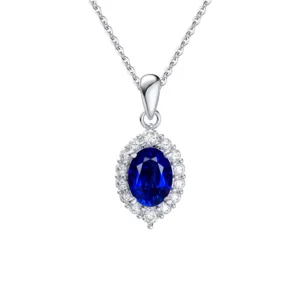 925 Sterling Silver Necklace with shinning blue Sapphire for her