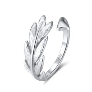 925 Sterling Silver leaf ring for her