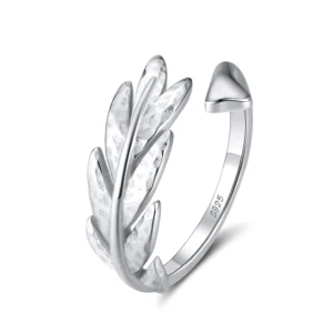 925 Sterling Silver leaf ring for her