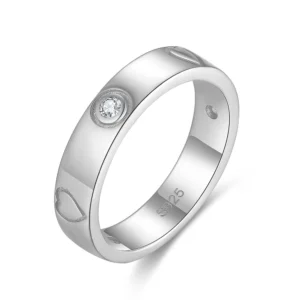 925 Sterling Silver ring for her with heart Size 7