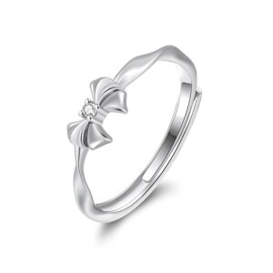 925 Sterling Silver Adjustable ring with bow tie