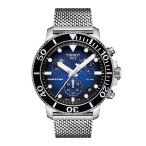 Tissot T120.417.11.041.02 Seastar 1000 Chronograph Blue dial watch for man mesh strap
