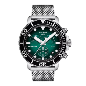 Tissot T120.417.11.091.00 Seastar 1000 Quartz chronograph green dial stainless steel mesh strap