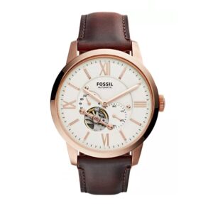 Fossil ME3105 Townsman Automatic Brown Leather strap white dial Watch