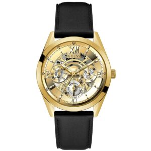 GUESS GW0389G2 Men's black leather strap Watch