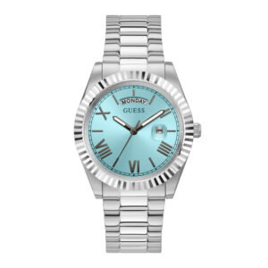 GUESS GW0265G11 silver toned Analog Stainless Steel turquoise dial watch