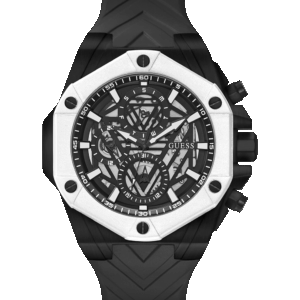 GUESS GW0579G1 Men's 47mm Watch Black Strap Black Dial Black Case