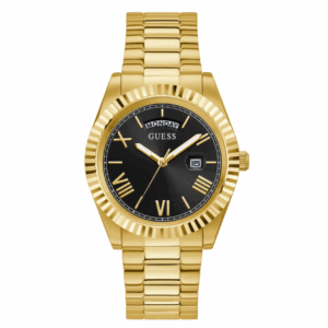GUESS GW0265G3 Analog Gold-Tone Stainless Steel Watch for men black dial watch