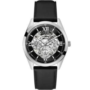 GUESS GW0389G1 Men's black leather strap Watch