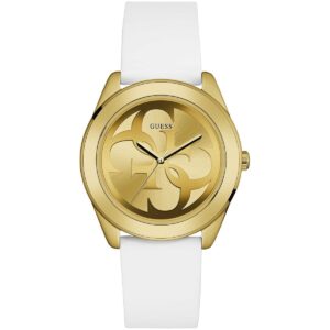 GUESS W0911L7 Womens Yellow gold toned watch with Silicone Strap