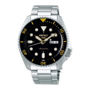 Seiko SRPD57K1 5 Sports  Black Dial Stainless Steel Watch for Men