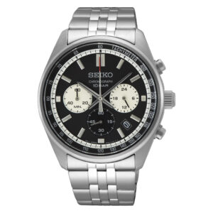 Seiko SSB429P1 Black Dial Stainless Steel Chronograph Watch for Men